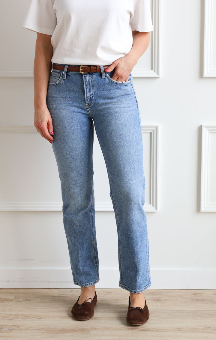 Just Black | Clean Mid Rise Straight Light Denim
