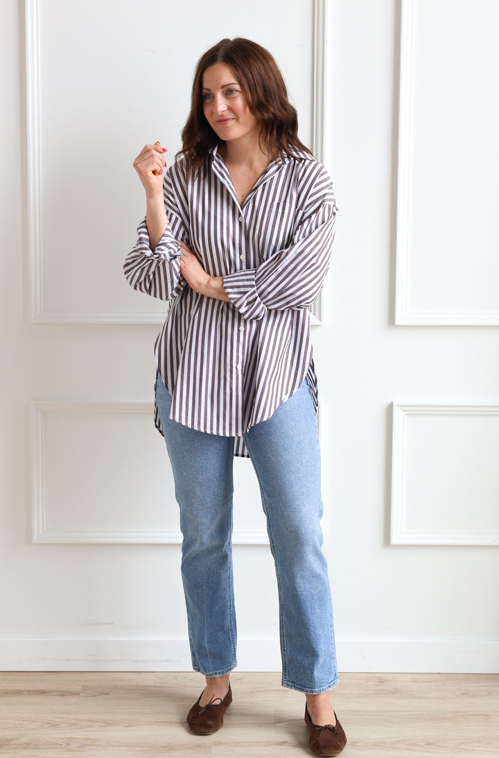 Chocolate Stripe Poplin Shirt