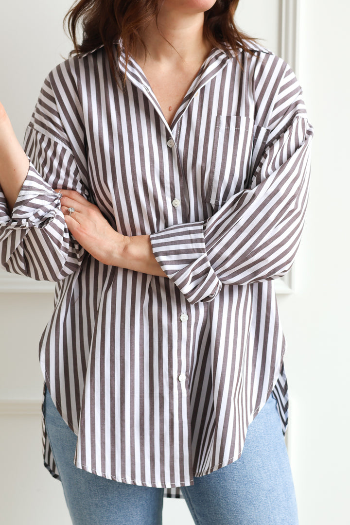 Chocolate Stripe Poplin Shirt