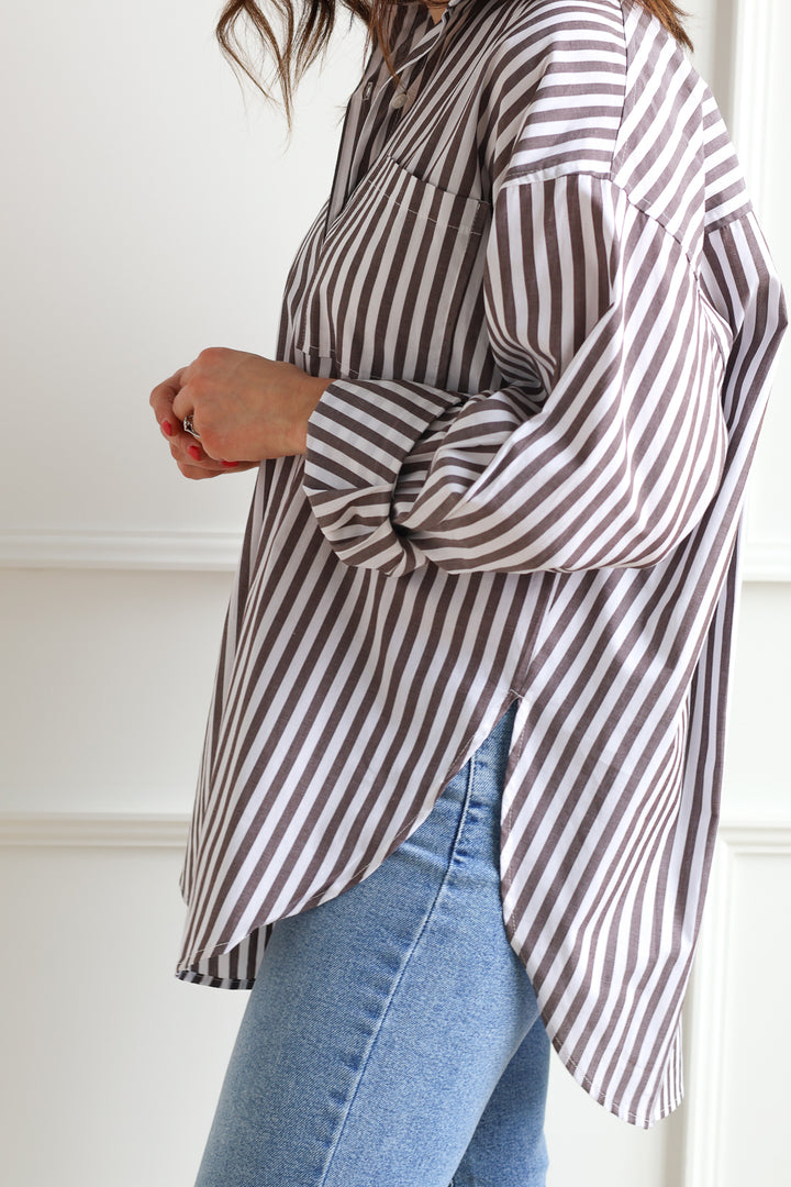 Chocolate Stripe Poplin Shirt