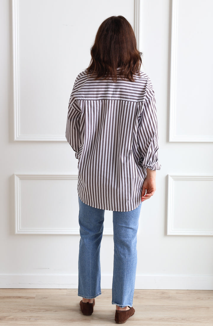 Chocolate Stripe Poplin Shirt