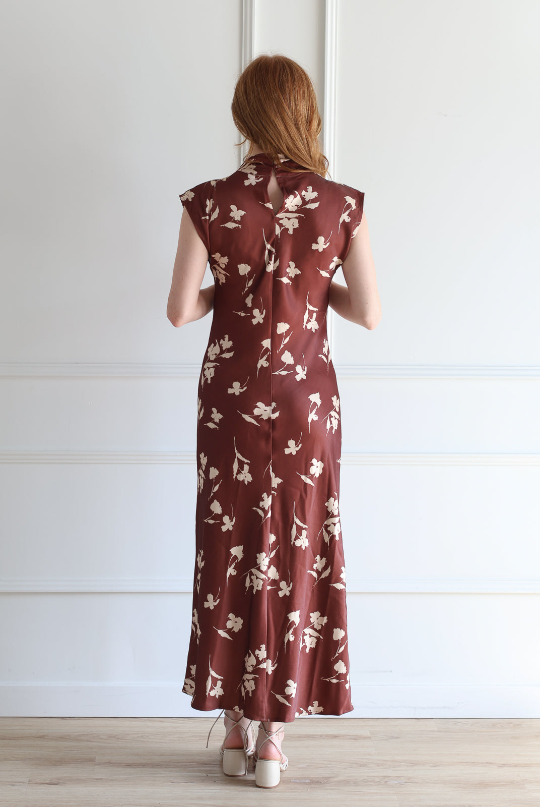 Sepia Floral Cowl Midi