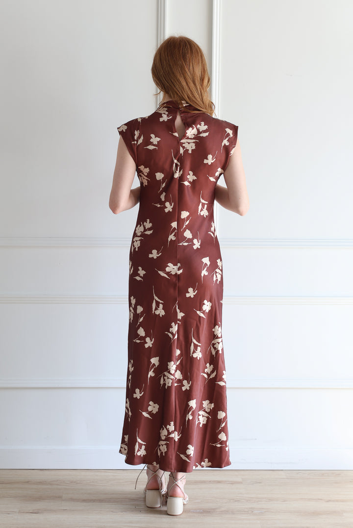 Sepia Floral Cowl Midi