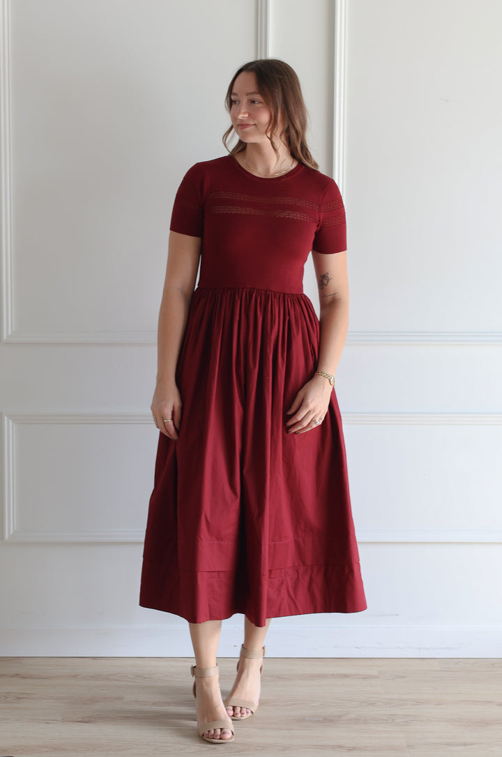 Oxblood Mixed Media Midi