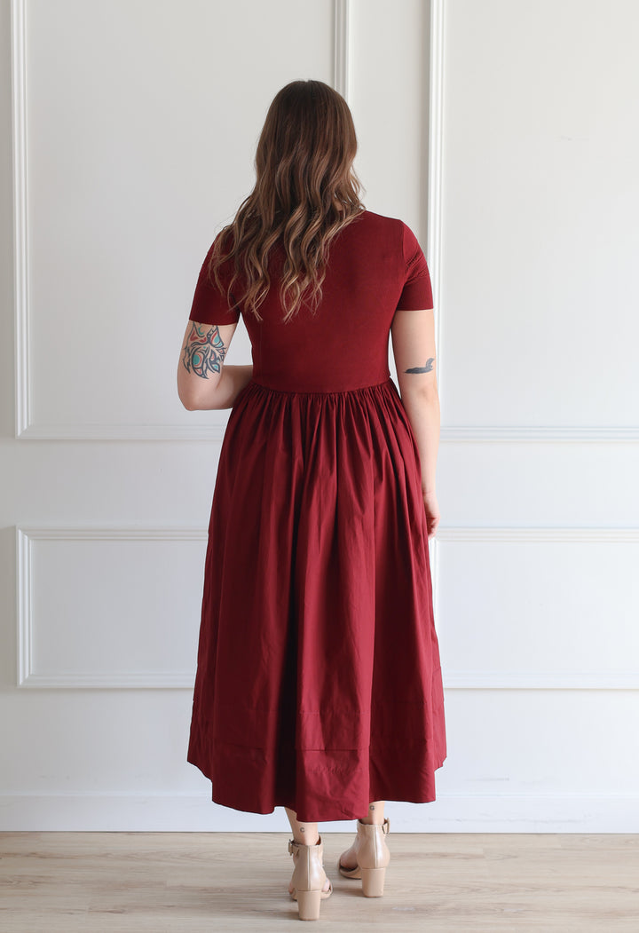 Oxblood Mixed Media Midi