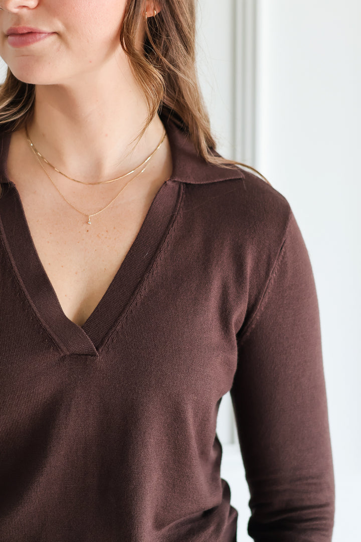 Dark Chocolate Knit Polo