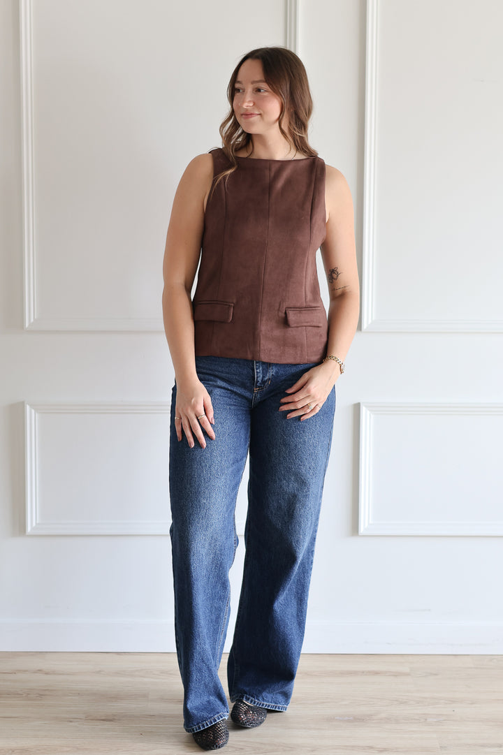 Suede Vest - Chestnut