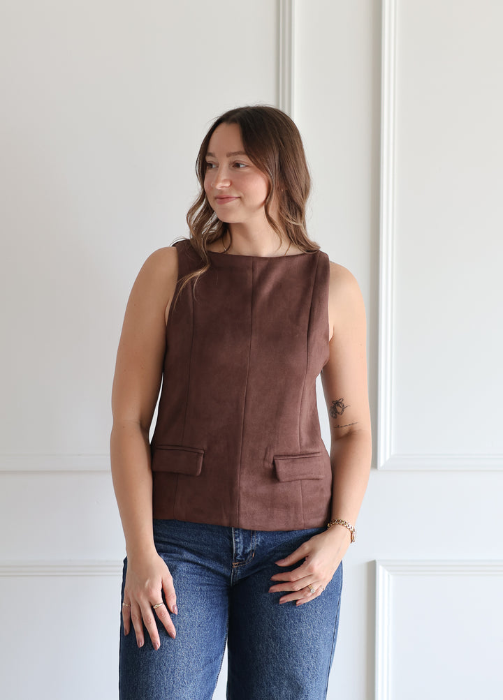 Suede Vest - Chestnut