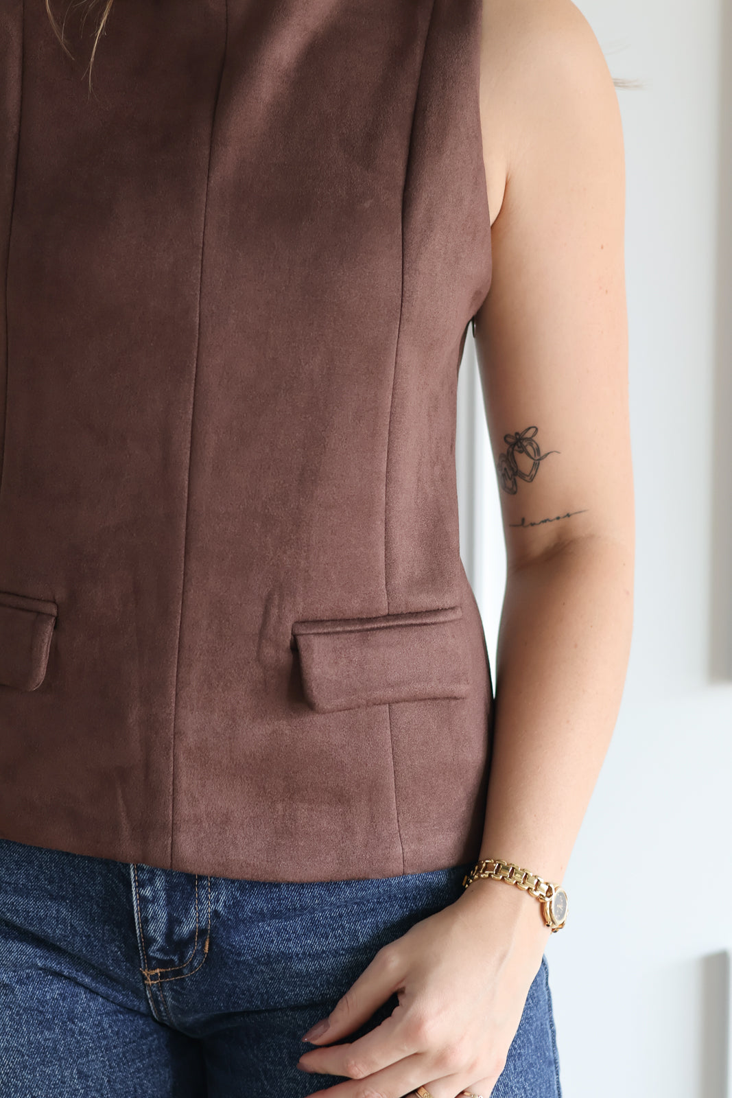 Suede Vest - Chestnut