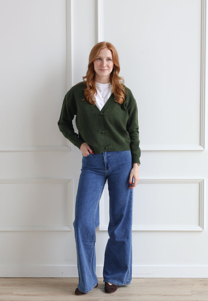 ICHI | Daslia Cardigan - Rifle Green