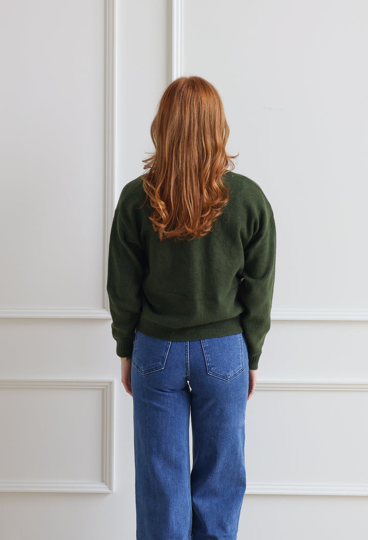 ICHI | Daslia Cardigan - Rifle Green