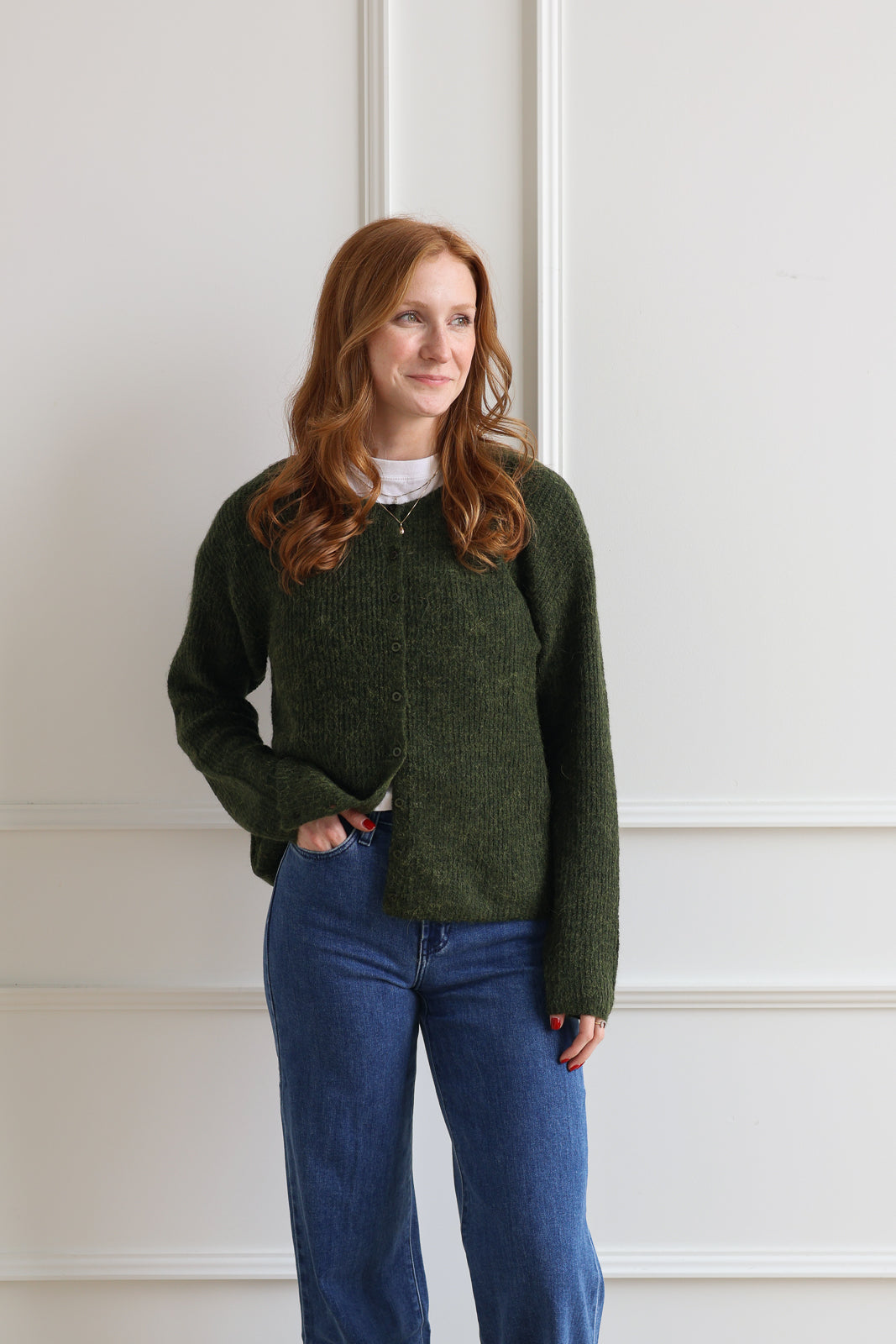 ICHI | Kamara Cardigan - Rifle Green