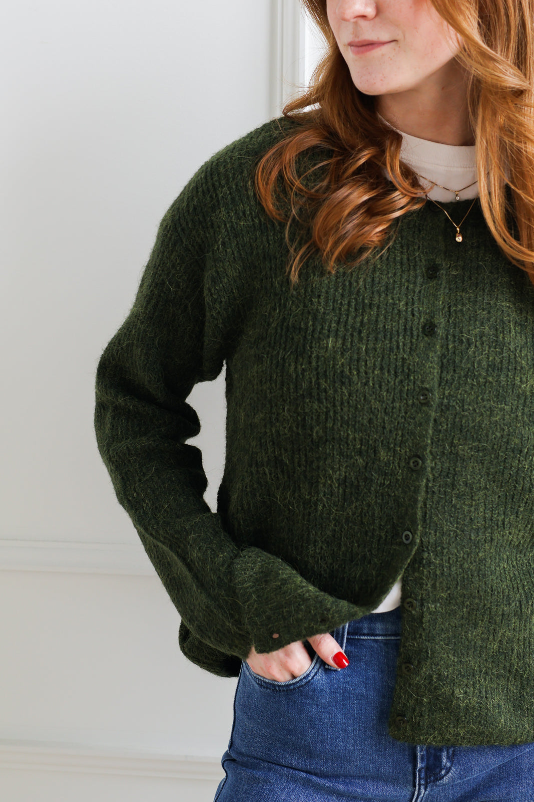 ICHI | Kamara Cardigan - Rifle Green