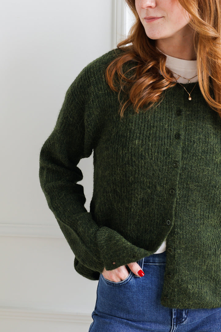 ICHI | Kamara Cardigan - Rifle Green