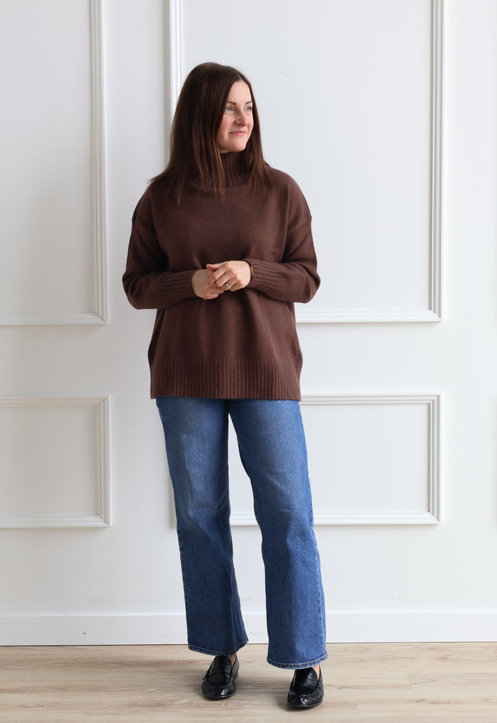 Chocolate Mock Neck Knit