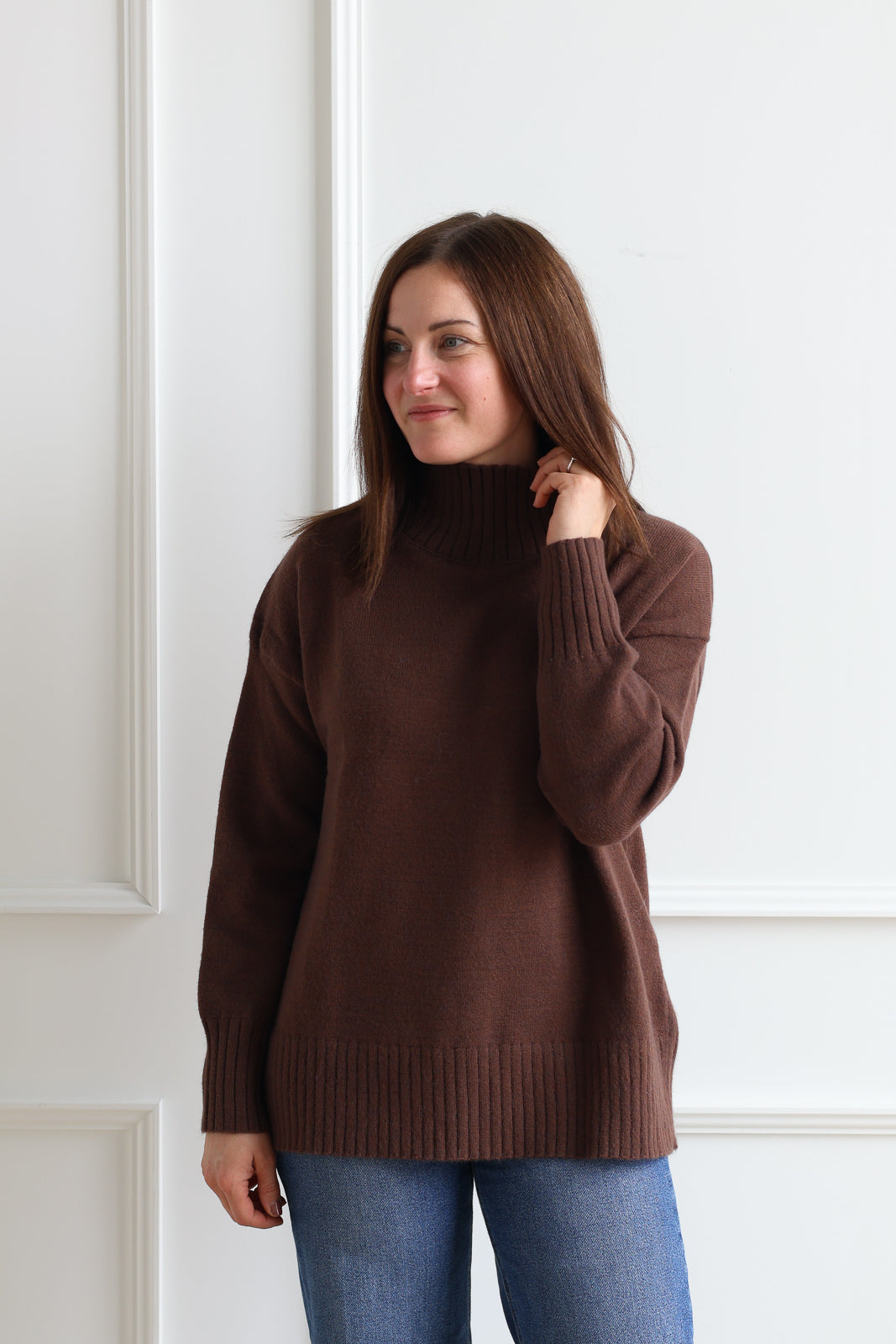 Chocolate Mock Neck Knit
