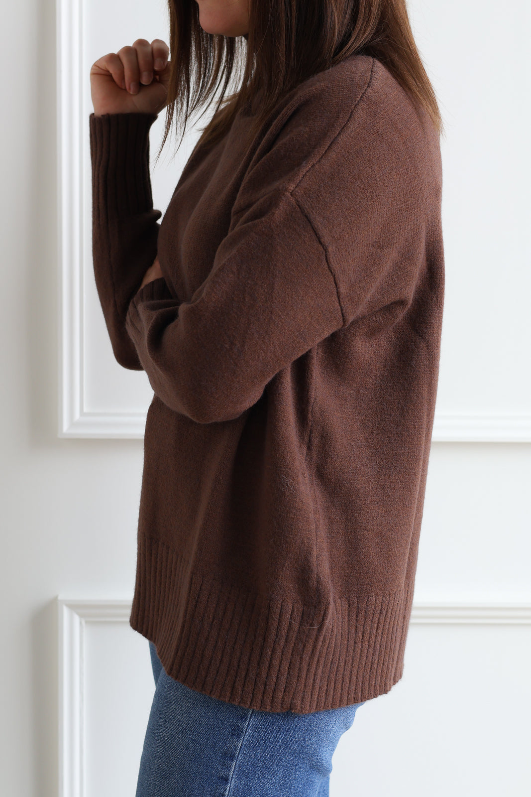 Chocolate Mock Neck Knit