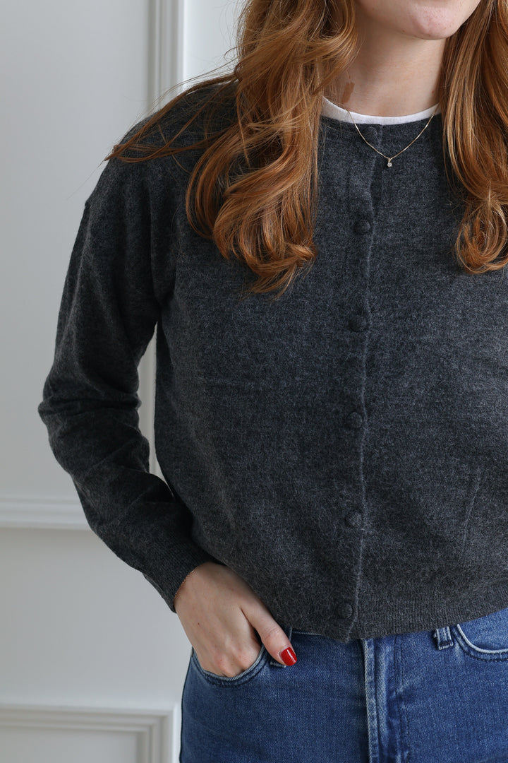 Vero Moda | Marina O Neck Cardigan - Dark Grey