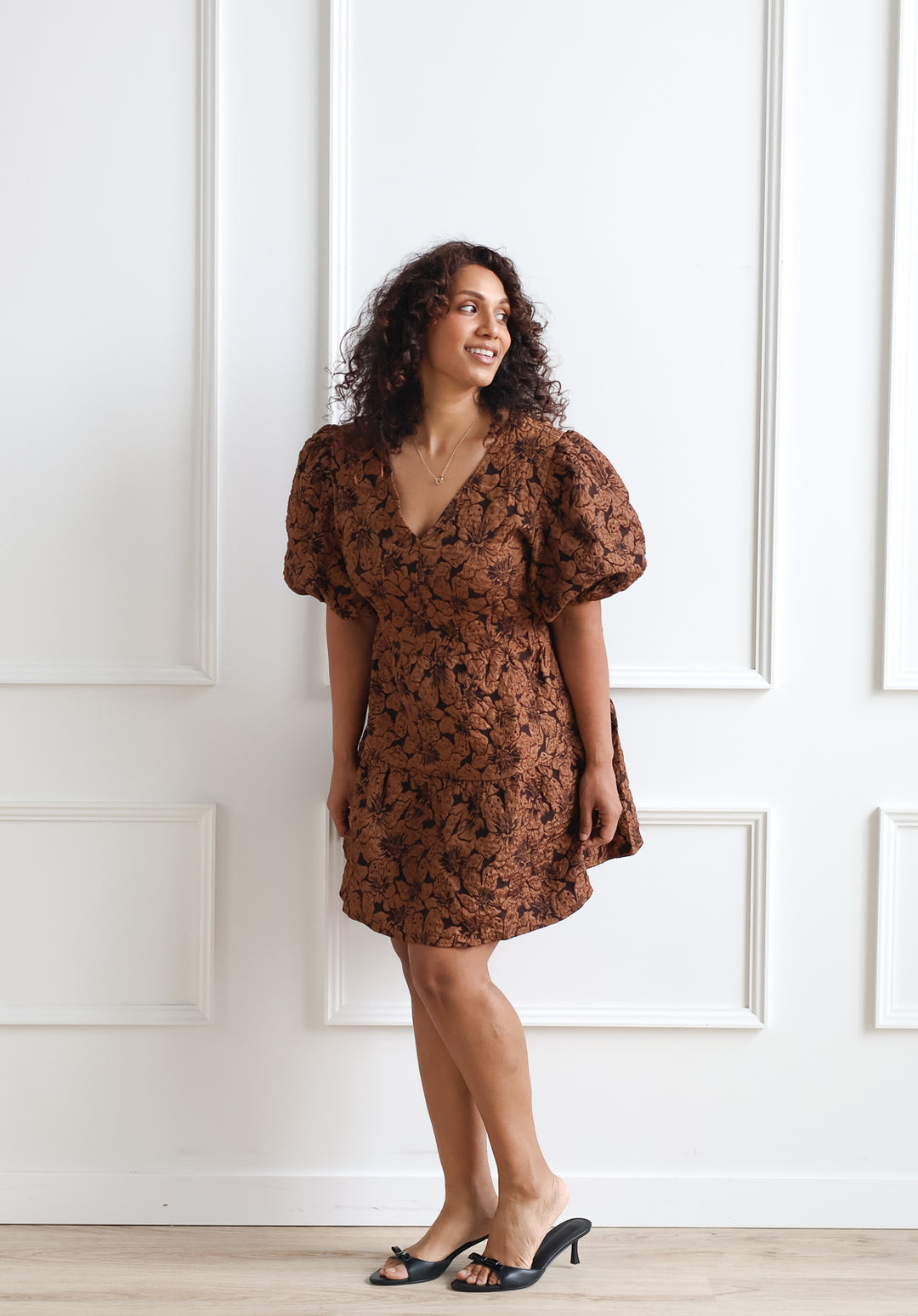 Bronze Foral Jacquard Mini