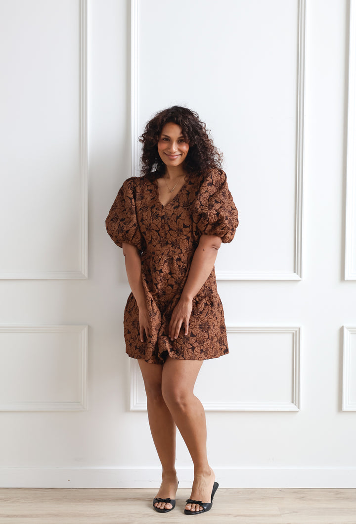 Bronze Foral Jacquard Mini