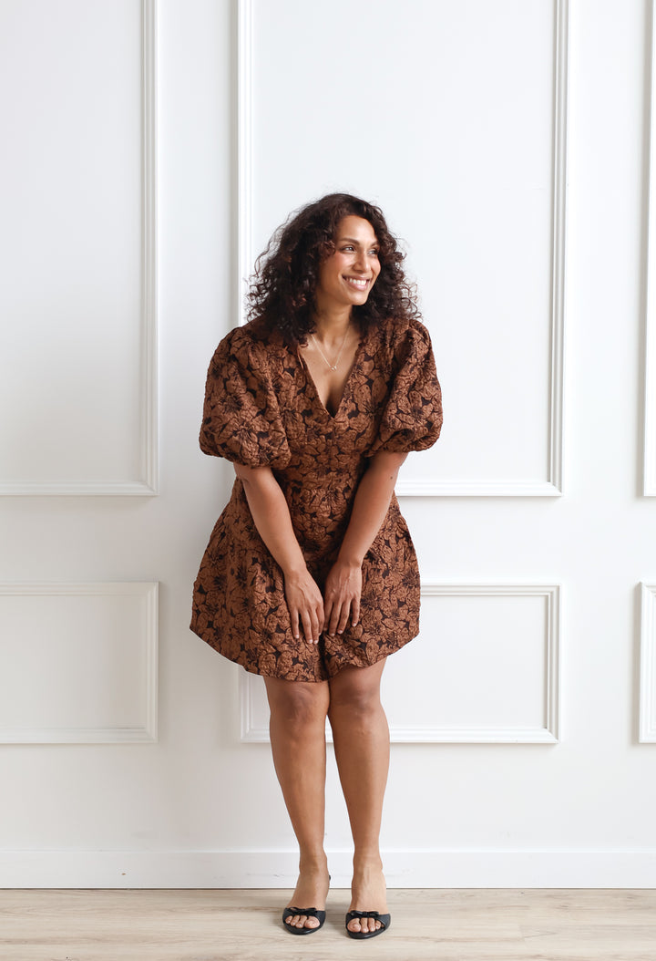 Bronze Foral Jacquard Mini
