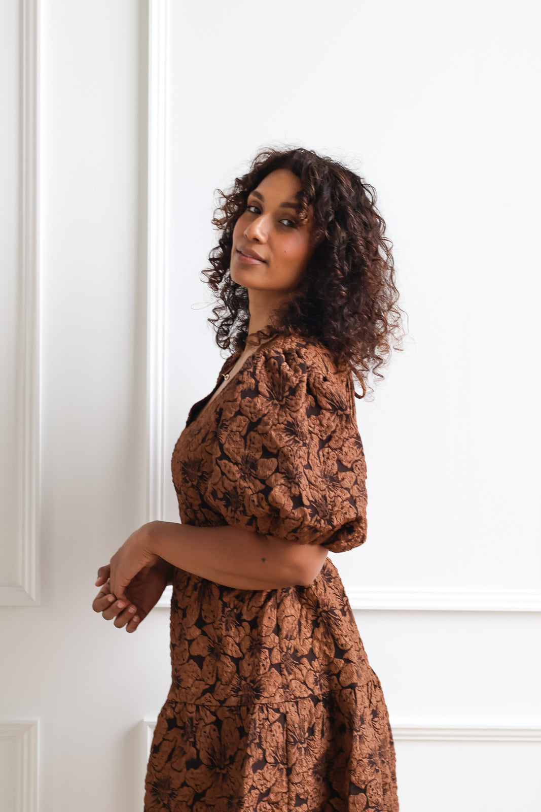 Bronze Foral Jacquard Mini