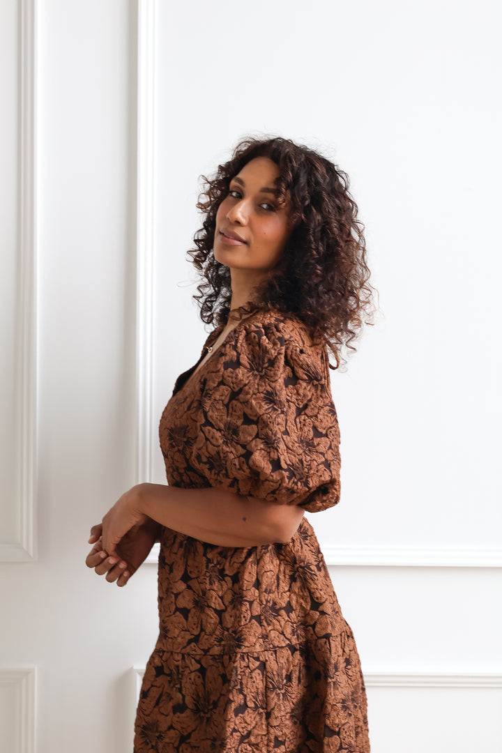 Bronze Foral Jacquard Mini