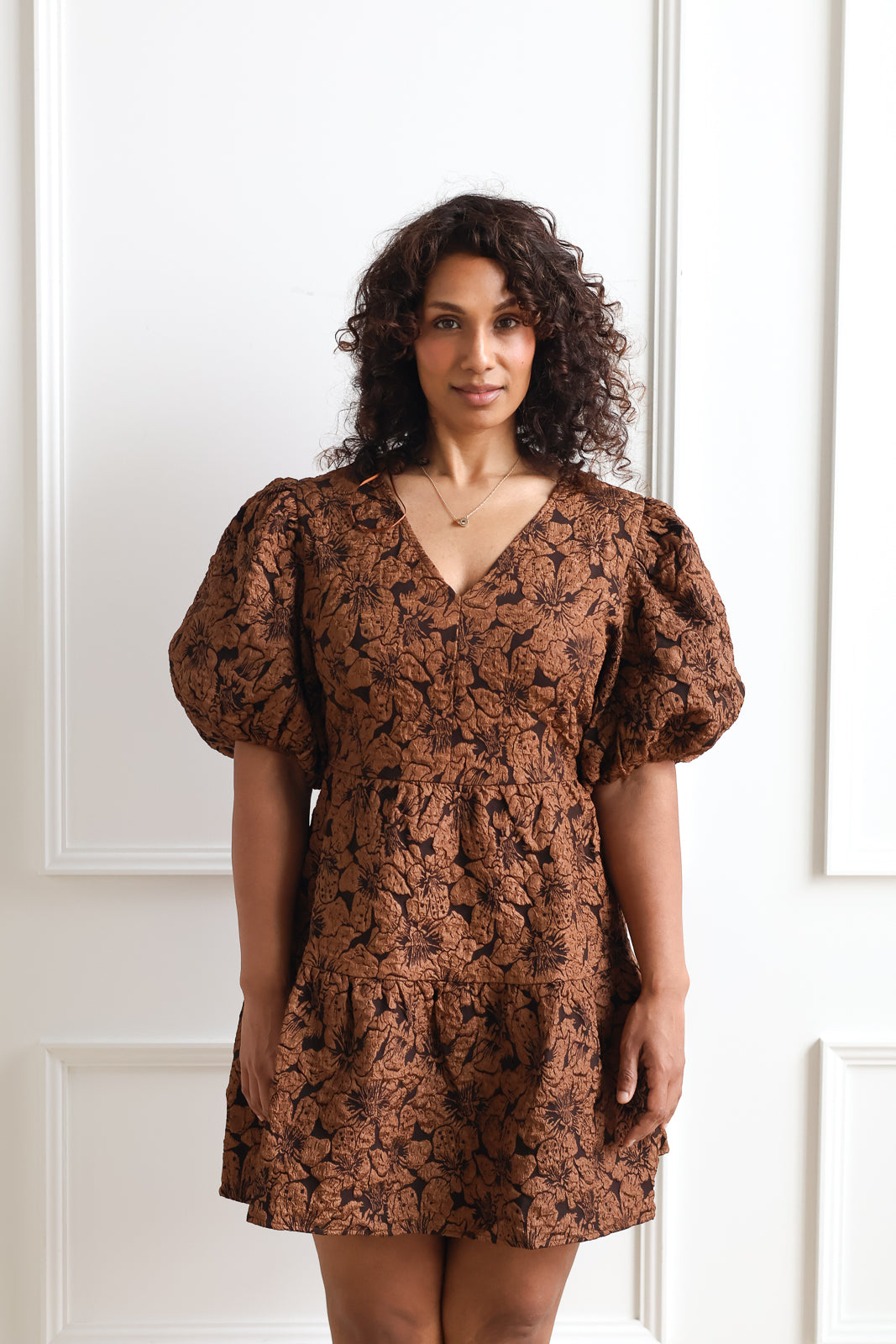 Bronze Foral Jacquard Mini