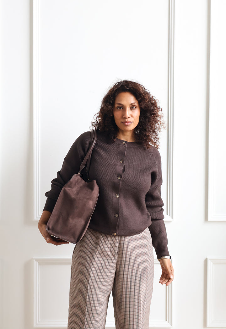 Mahogany Ribbed Cardigan