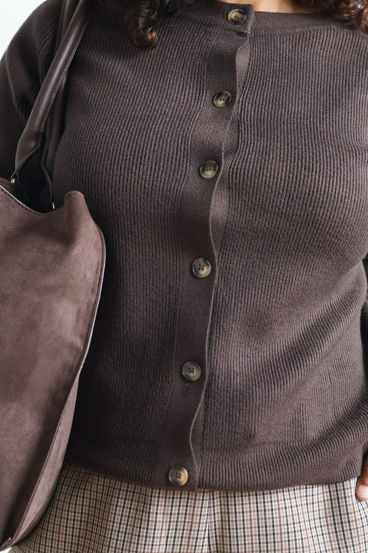 Mahogany Ribbed Cardigan