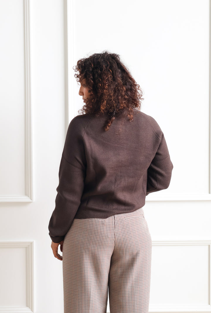 Mahogany Ribbed Cardigan
