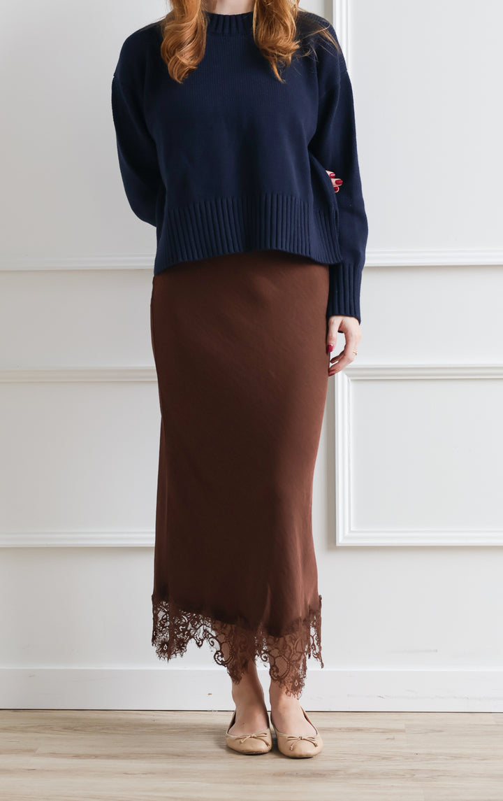 Nutmeg Lace Trim Skirt