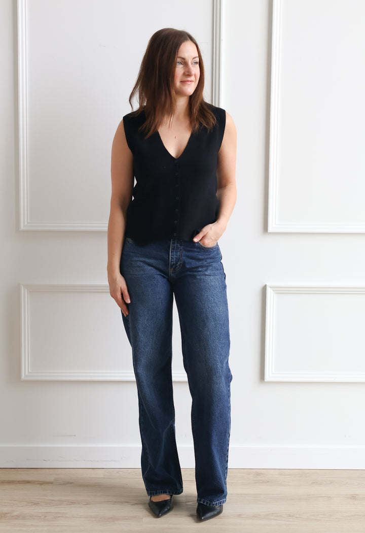 Vero Moda | Gold V-Neck Vest - Black