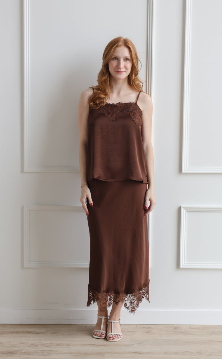 Nutmeg Lace Trim Skirt