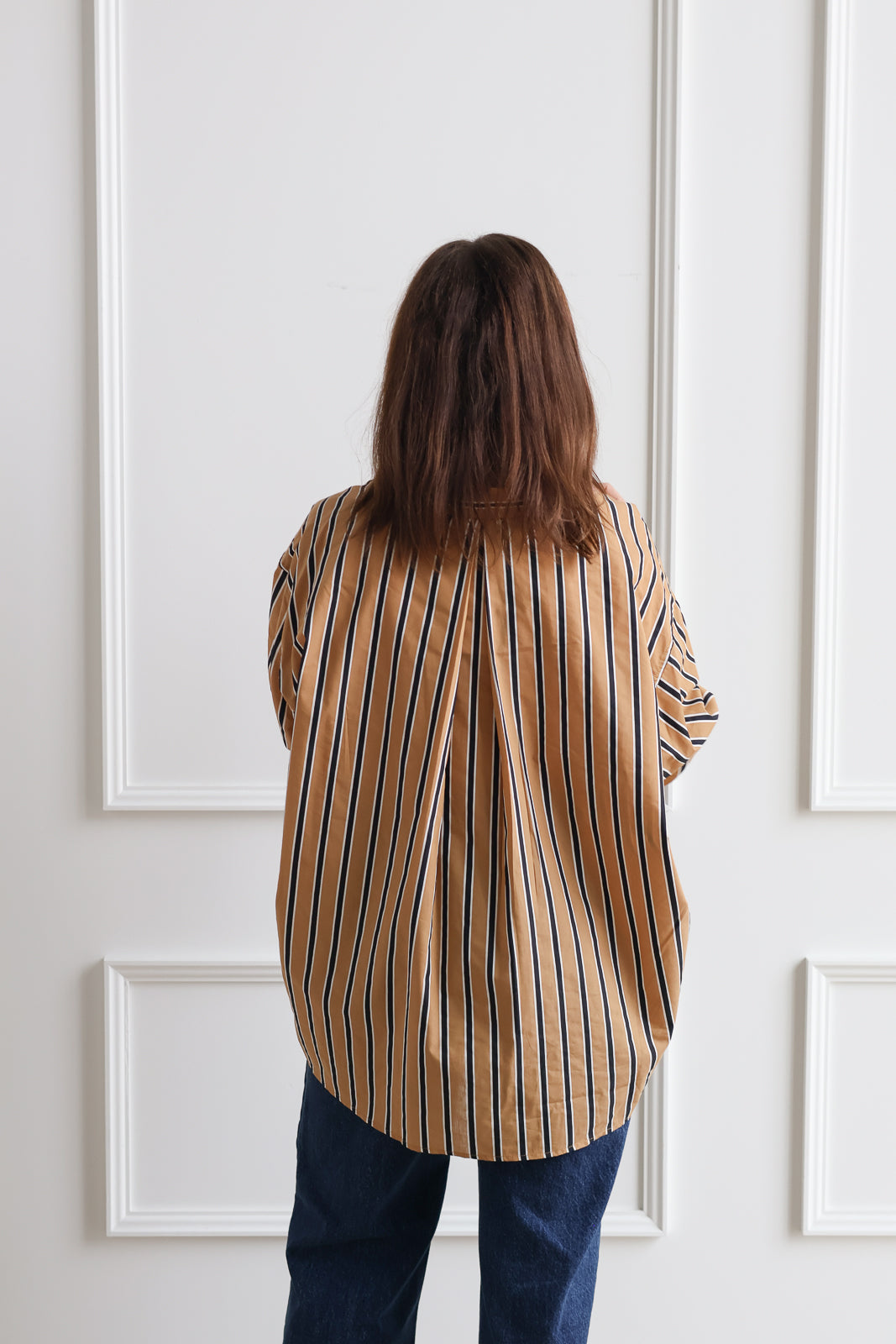 Oversized Caramel Stripe Oxford