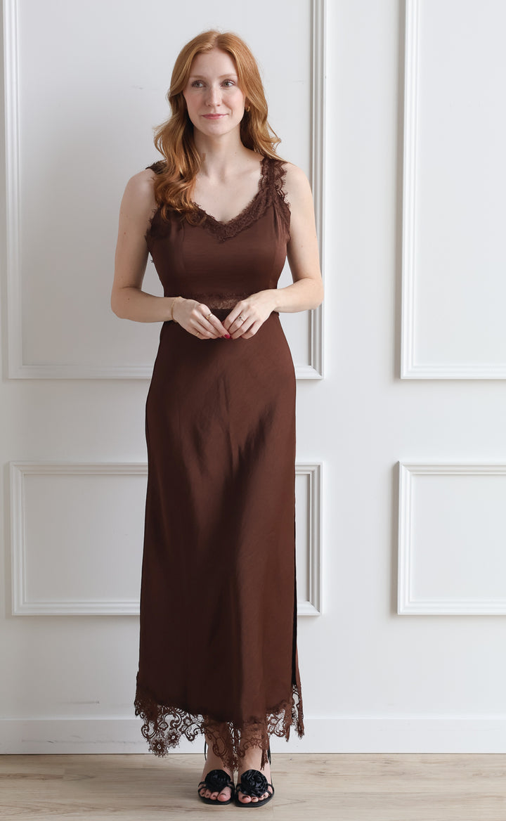 Cinnamon Lace Trim Midi