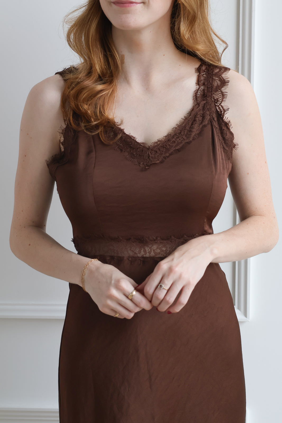 Cinnamon Lace Trim Midi