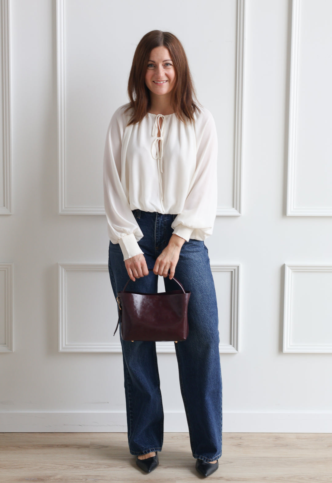Butter Cream Bubble Hem Blouse