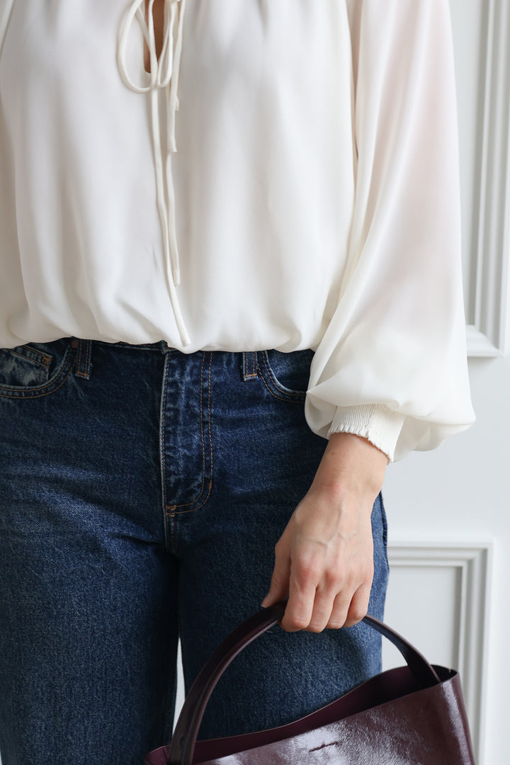 Butter Cream Bubble Hem Blouse