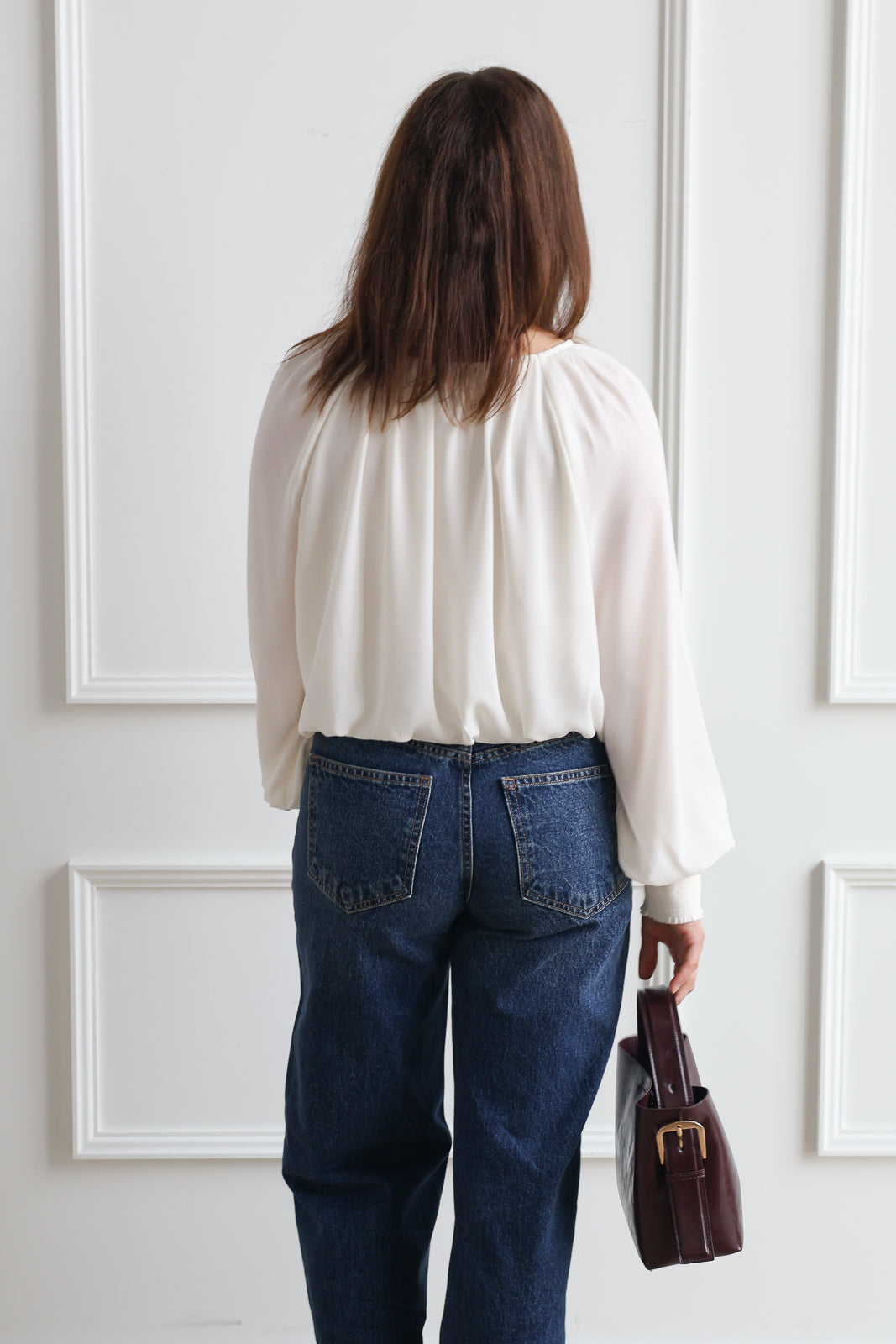 Butter Cream Bubble Hem Blouse