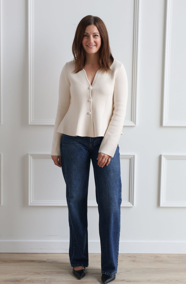 Peplum Knit Long Sleeve - Birch