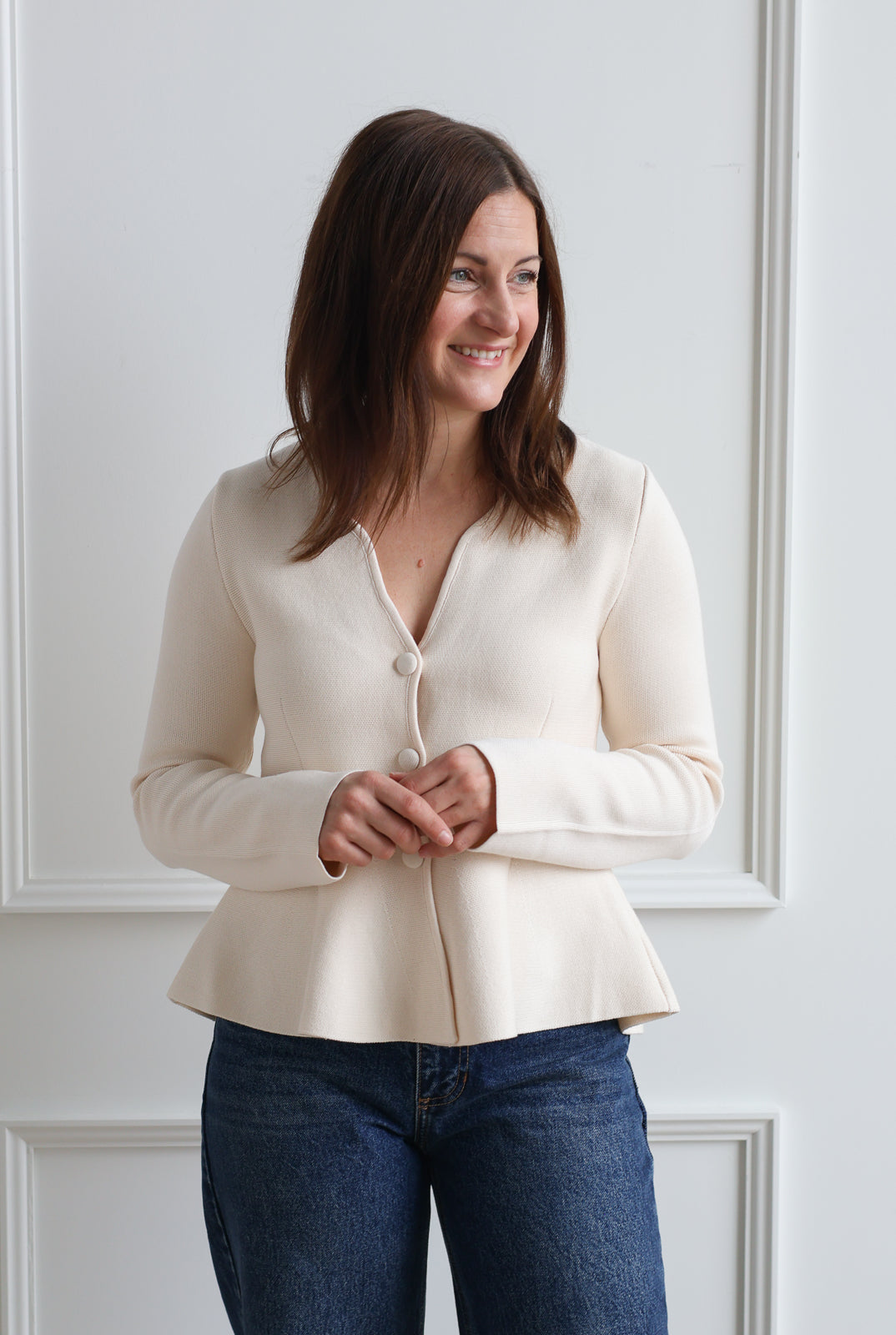 Peplum Knit Long Sleeve - Birch