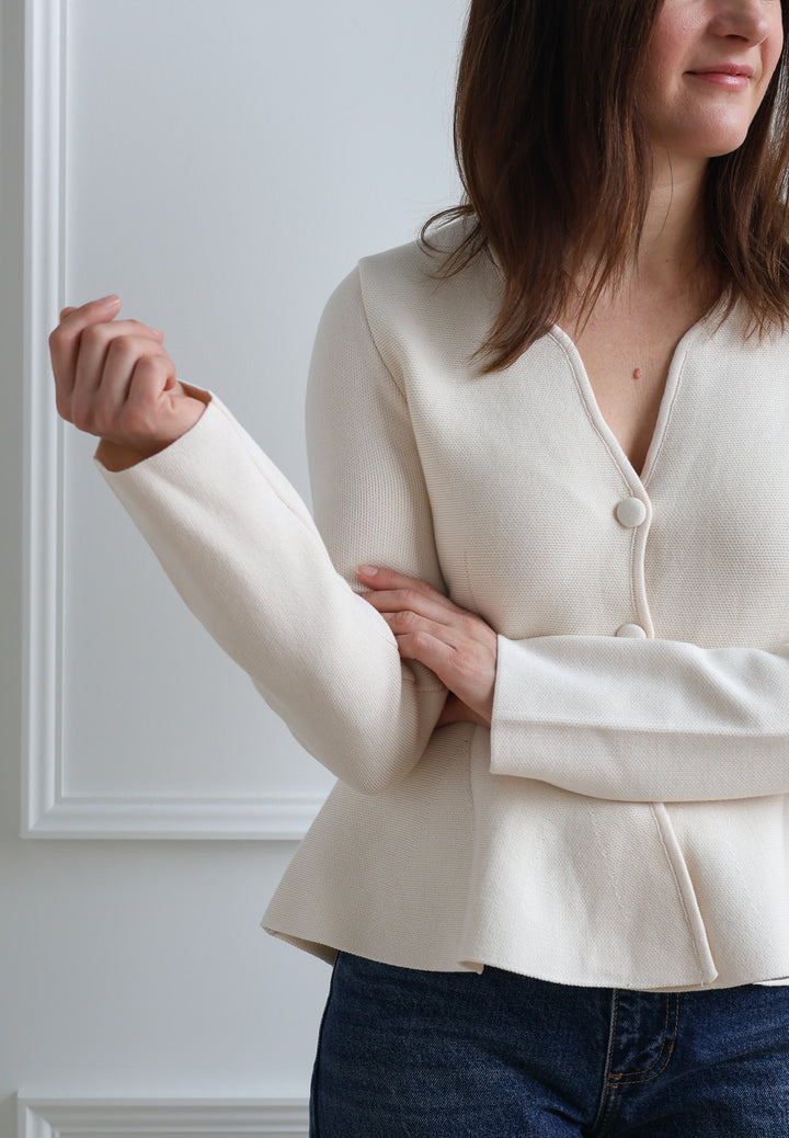 Peplum Knit Long Sleeve - Birch