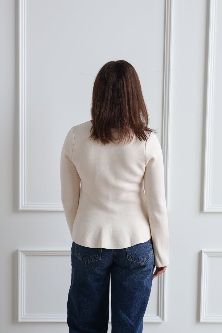 Peplum Knit Long Sleeve - Birch
