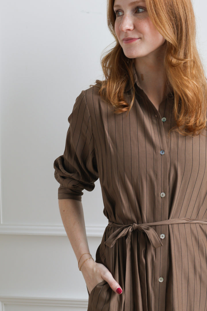 Chai Stripe Day Dress