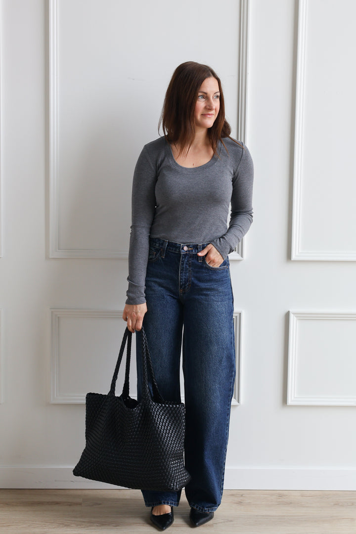 Basic Ribbed Long Sleeve - Grey