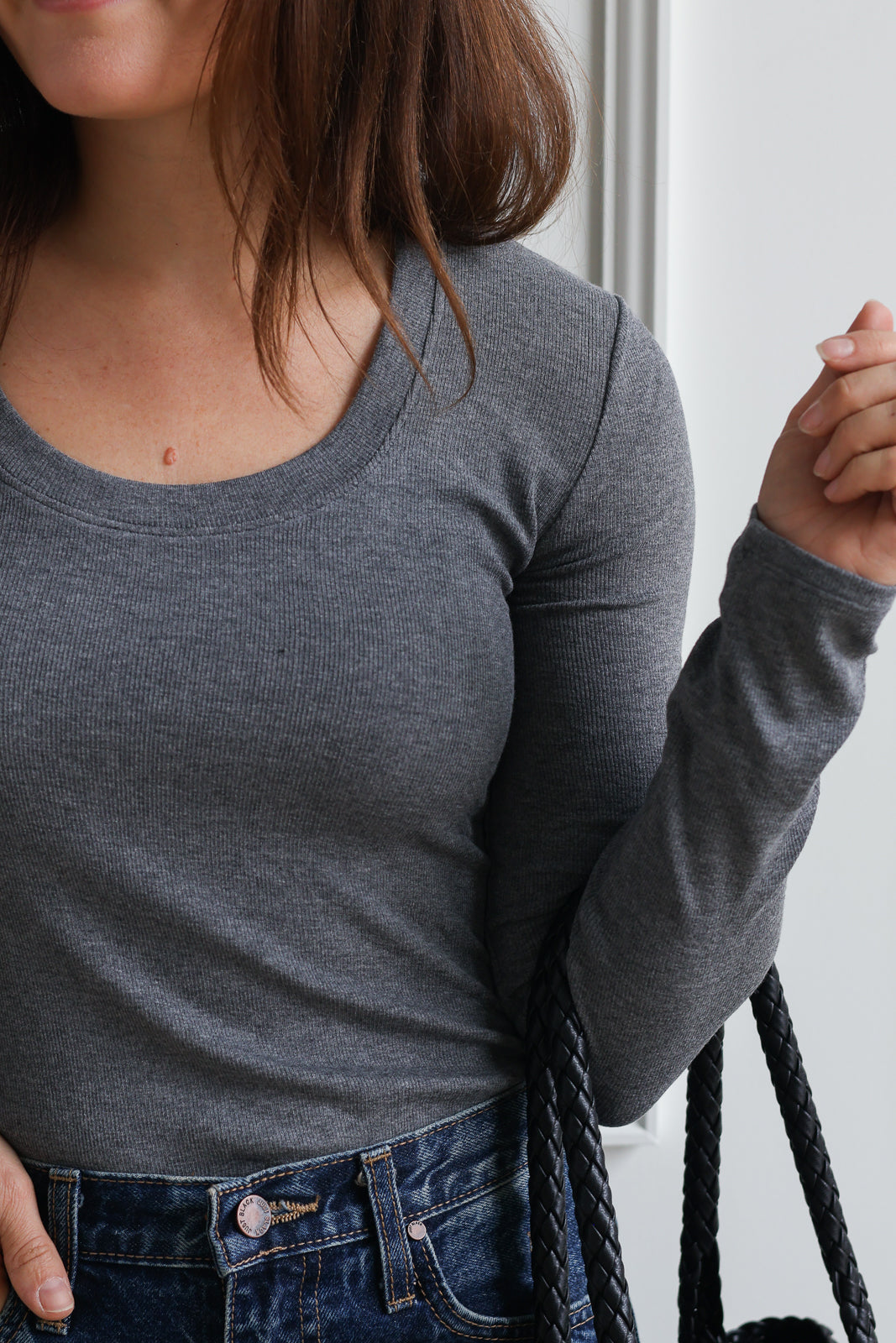 Basic Ribbed Long Sleeve - Grey
