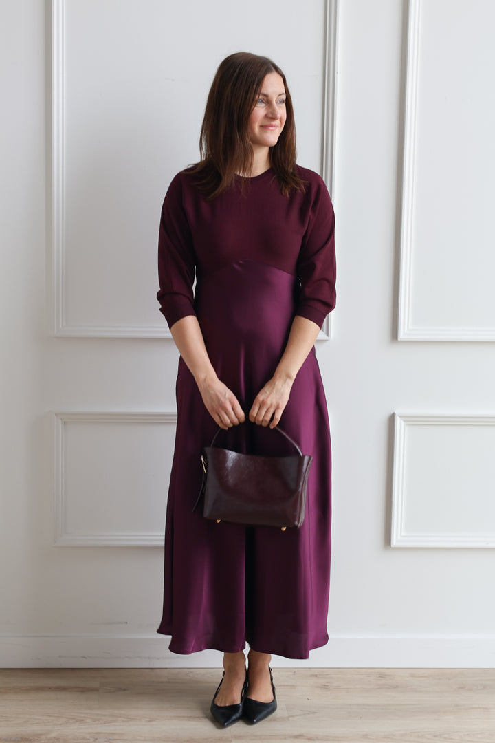 Mixed Media Satin Midi - Boysenberry