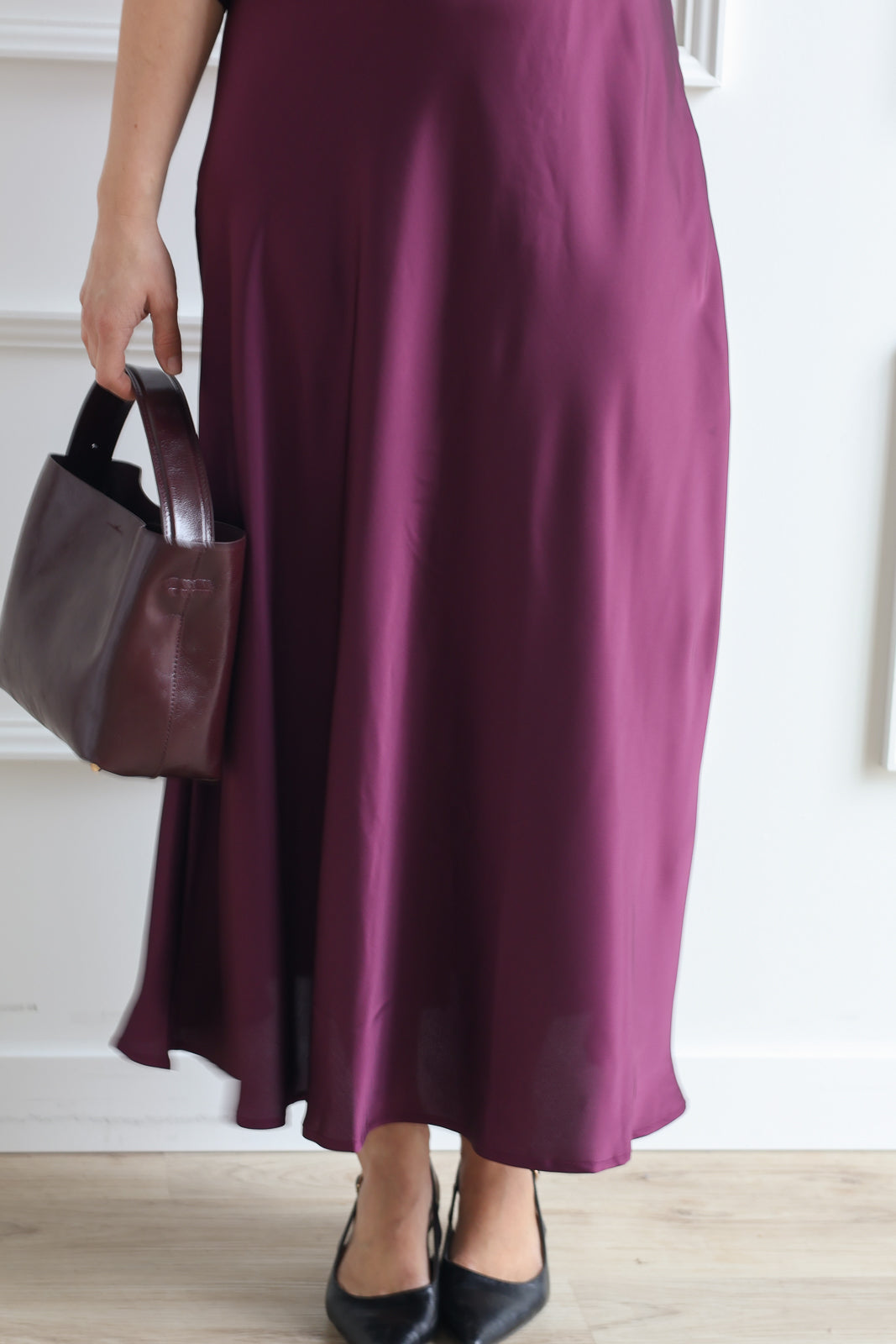 Mixed Media Satin Midi - Boysenberry