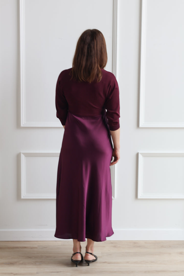 Mixed Media Satin Midi - Boysenberry
